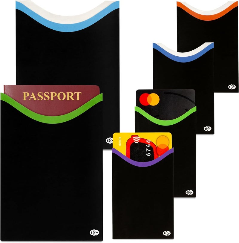 RFID SECURE RFID Blocking Credit Card & Passport Sleeves (4 Short Side Credit Card & 2 Passport Protectors) – RFID Blocking Identity Theft Protection, Slim Design – Ideal for Travel and Everyday Use - Image 1